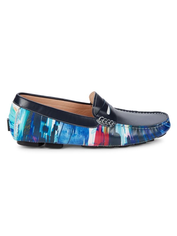 Robert Graham Russell Printed Leather Penny Loafers